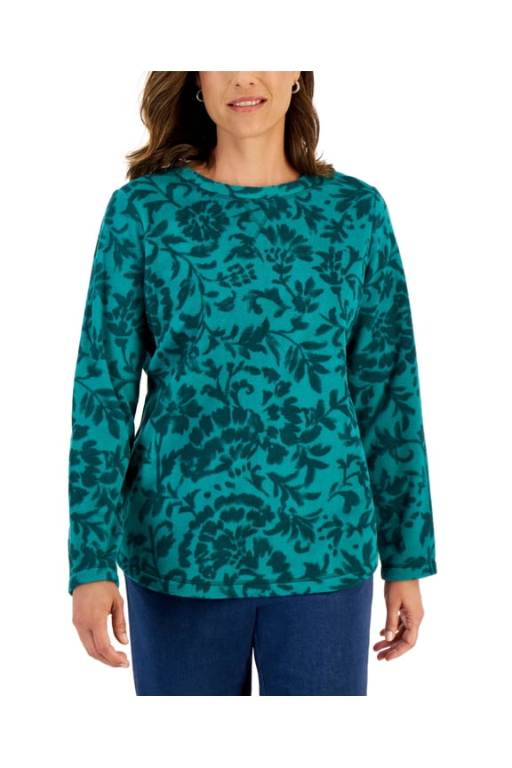 Women's Floral Microfleece Top Spruce Night XS