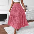 thumbnail image 1 of Women's Floral Midi Skirt Elastic Waist A-Line Lightweight Long Skirt Ankle Length Summer Casual Daywear Beach Party Flowy Skirt, 1 of 6
