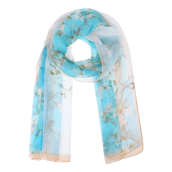 Women's Floral Multicolor Scarf, Lightweight Pattern Silk Satin 50s Sunscreen Head Wrap Scarves for Summer One Size Style-2