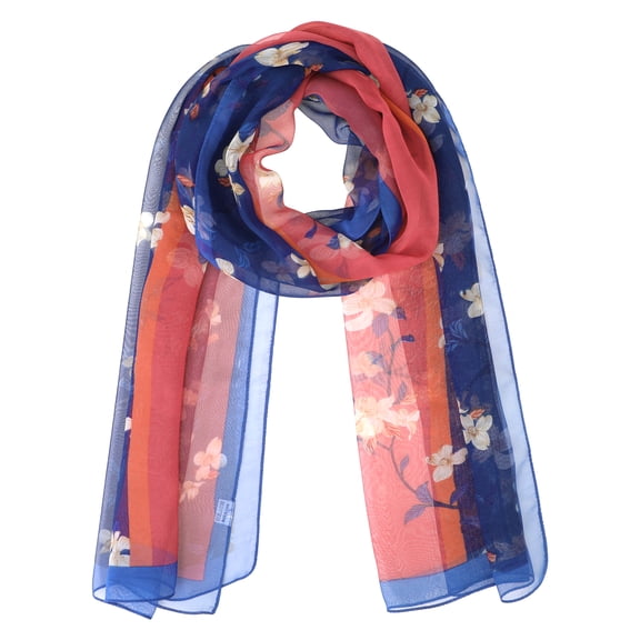 Women's Floral Multicolor Scarf, Lightweight Pattern Silk Satin 50s Sunscreen Head Wrap Scarves for Summer One Size Style-3-