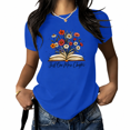 thumbnail image 1 of Women's Floral Open Book Graphic T-Shirt Just One More Chapter Literary Quote Print Short Sleeve Crewneck Reader Gift Top Plus Size, 1 of 6