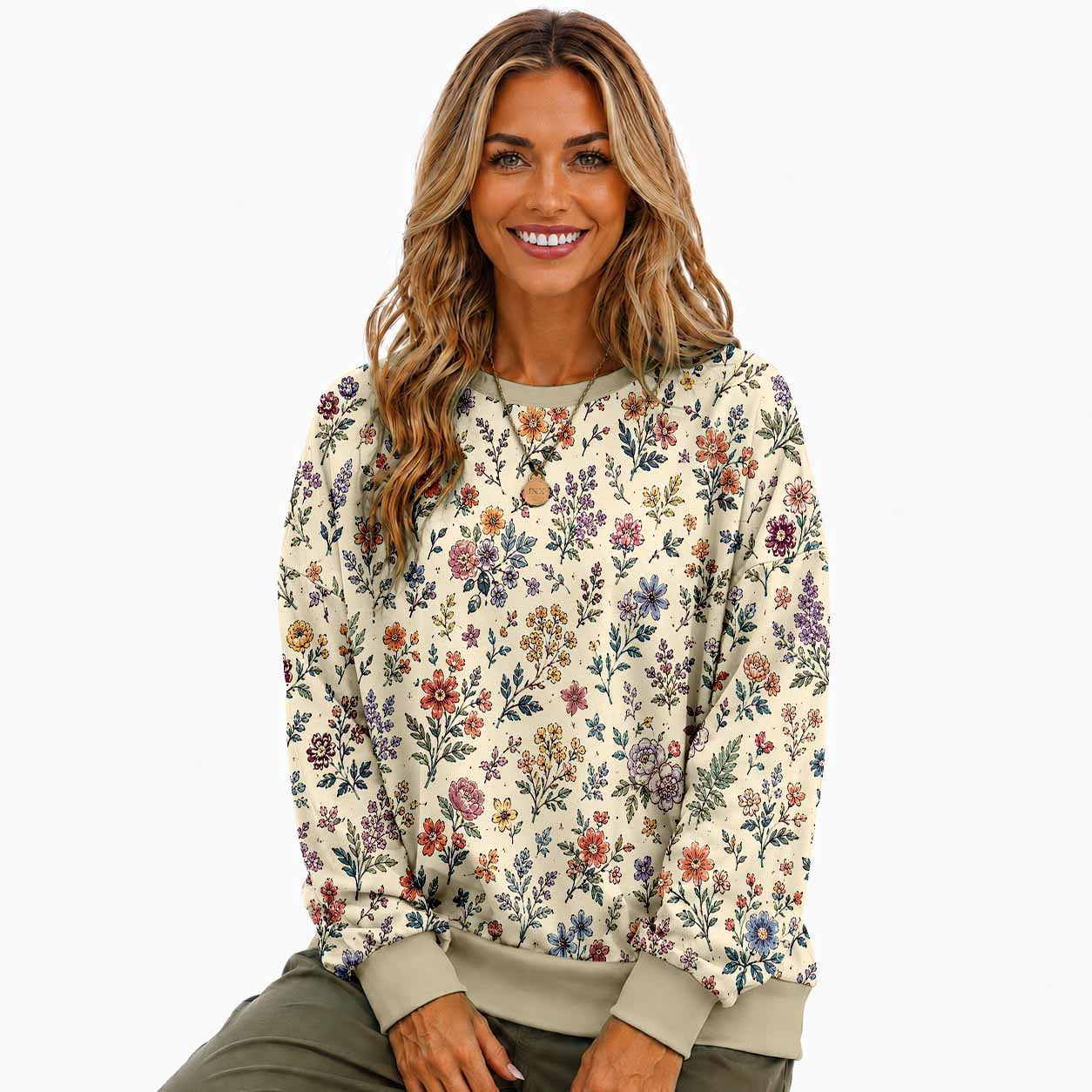 Women's Floral Paisley Crewneck Long Sleeve Casual Sweatshirt - Walmart.com