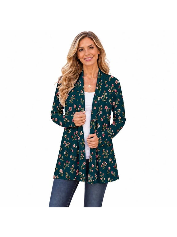 Women's Floral Paisley Open Front Long Sleeve Cardigan