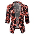 thumbnail image 1 of Women's Floral Pattern Blazer Open Front Cardigan Jacket Work Office Blazer BLACKPINK S, 1 of 4