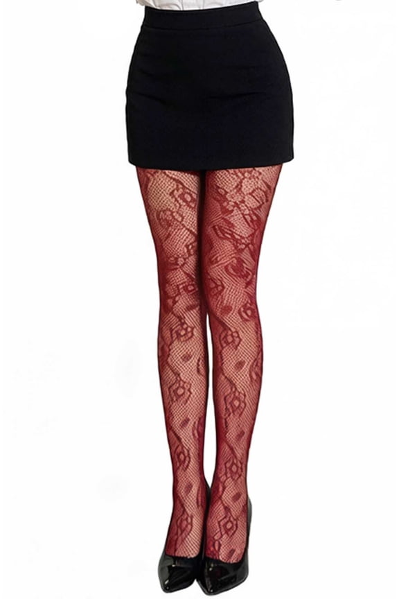 Women's Floral Pattern Fishnet Tights - Sheer Cutout Pantyhose with Anti-Snag Design