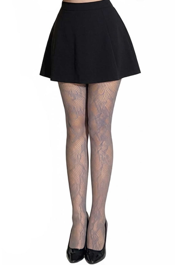 Women's Floral Pattern Fishnet Tights - Sheer Cutout Pantyhose with Anti-Snag Design