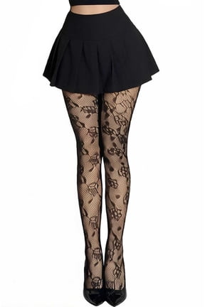 Women's Floral Pattern Fishnet Tights - Sheer Cutout Pantyhose with Anti-Snag Design