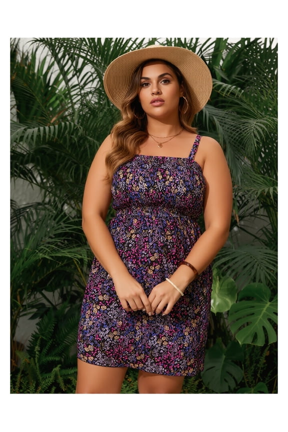 Women's Floral Print Bikini Plus Size Fashionable Tummy-Covering Slimming Beachwear for Women