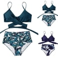thumbnail image 1 of Women's Floral Print Bikini Set Cross Back High Waisted String Two Piece Swimsuit Sexy Beach Bathing Suit for Vacation Summer Pool Party,Yellow,XL, 1 of 9
