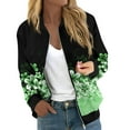 thumbnail image 1 of Women's Floral Print Bomber Jacket Casual Lightweight Zip-Up Coat with Pockets Stylish Spring Fall Outerwear, 1 of 5