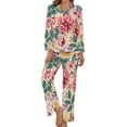 thumbnail image 1 of Women's Floral Print Button Pajamas 2-Set, Long sleeves Top and Pants with Pockets, Comfortable Loose Fit Sleepwear for Women, Warm Weather Loungewear, 1 of 7
