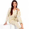 thumbnail image 1 of Women's Floral Print Button-Up Long Sleeve Pajama Set with Ruffle Details - Medium, Blue, 1 of 7