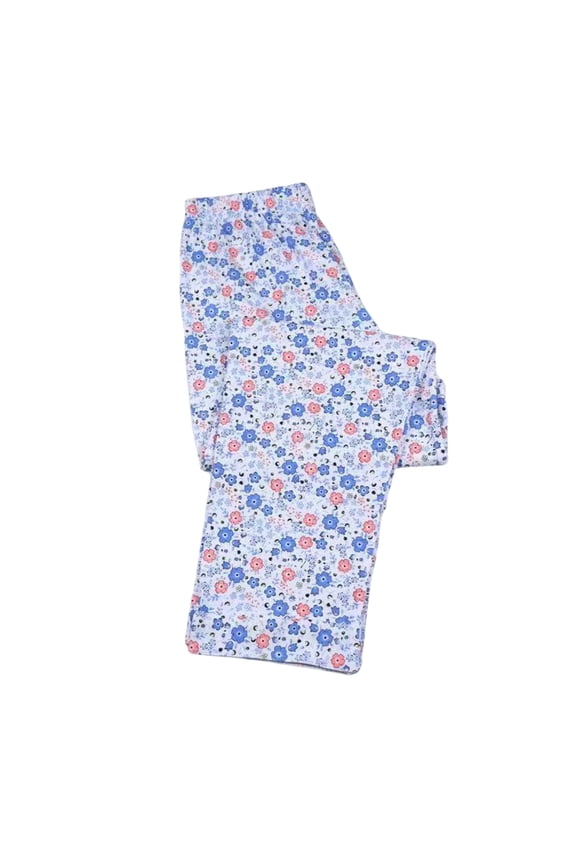 Women's Floral Print Capri Pajama Pants Elastic Waist Lightweight Cropped Lounge Sleep Pants with Side Pockets