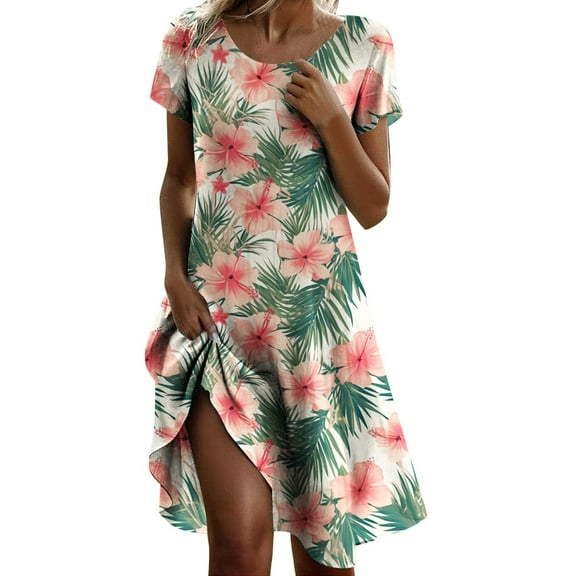 Women's Floral Print Casual Dress Round Neck Vacation Everyday Wear Spring Summer Basic Comfortable Stylish Feminine Outfit