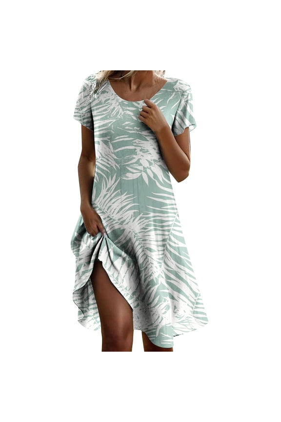 Women's Floral Print Casual Dress Round Neck Vacation Everyday Wear Spring Summer Basic Comfortable Stylish Feminine Outfit