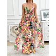 thumbnail image 1 of Women's Floral Print Chain Decor Split Thigh Tie Back Cami Dress, Casual Ring Linked Halter Backless Maxi Dress for Beach Holiday Vacation,  Dresses for Women, Ladies Summer Clothes, 1 of 11