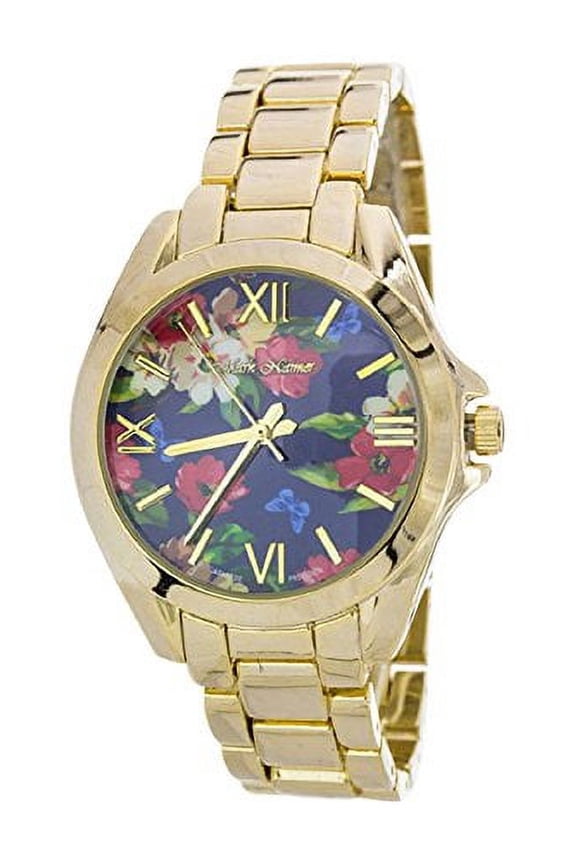 Women's Floral Print Crystal Fashion Watch, Blue