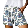 thumbnail image 1 of Women's Floral Print Drawstring Casual Shorts – Comfy Elastic Waist Bottoms in S-XXL, Versatile Summer Loose Fit Pants for Vacation Travel Workout, 1 of 4