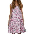 thumbnail image 1 of Women's Floral Print Dress Sleeveless Crewneck Summer Swing A-Line Dress Beach Casual Loose Sundress, 1 of 1