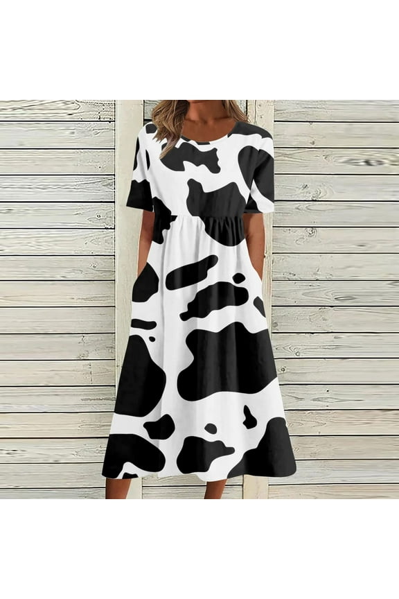 Women's Floral Print Fit & Flare Maxi Dress, Short Sleeve, Garden Party & Resort Wear, Lightweight Chiffon Blend