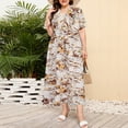 thumbnail image 1 of DailyTrove Women's Floral Print & Flare Maxi Dress, Short Sleeve, Garden Party & Wedding Guest Wear, Stretchy Chiffon, 1 of 6