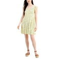 thumbnail image 1 of Women's Floral-Print Flutter-Sleeve Dress Pale Banana XS, 1 of 1