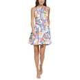 thumbnail image 1 of Women's Floral-Print Halter Fit & Flare Dress Blue 14, 1 of 1