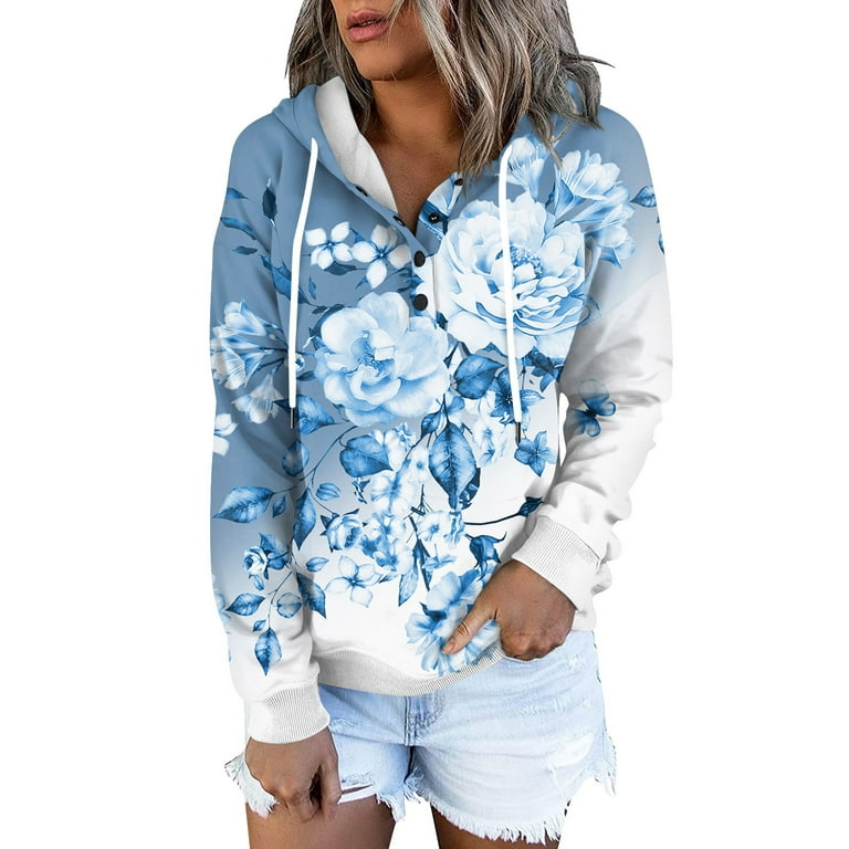 Pullover floral print hoodie best sale