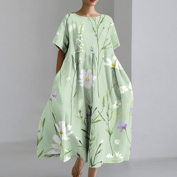 DailyTrove Women's Floral Print Kaftan Dress, Oversized Fit, Boho Resort & Lounge Outfit, Lightweight Cotton Blend