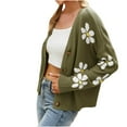 Women's Floral Print Knit Cardigan Sweater Long Sleeve V Neck Button