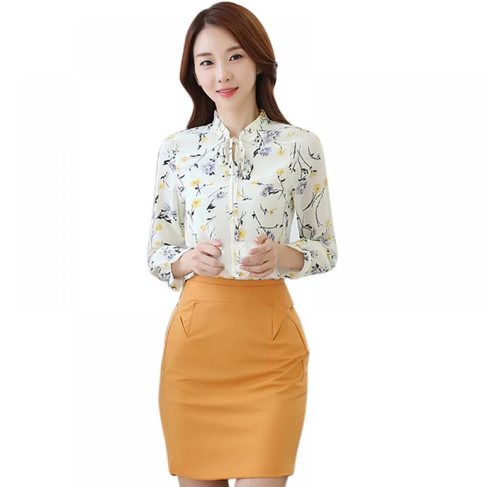 high neck chiffon blouse