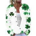 thumbnail image 1 of Women's Floral Print Long Sleeve V-Neck Sweaters Button Down Ribbed Cuffs Knit Cropped Cardigan Sweater Green XL, 1 of 4