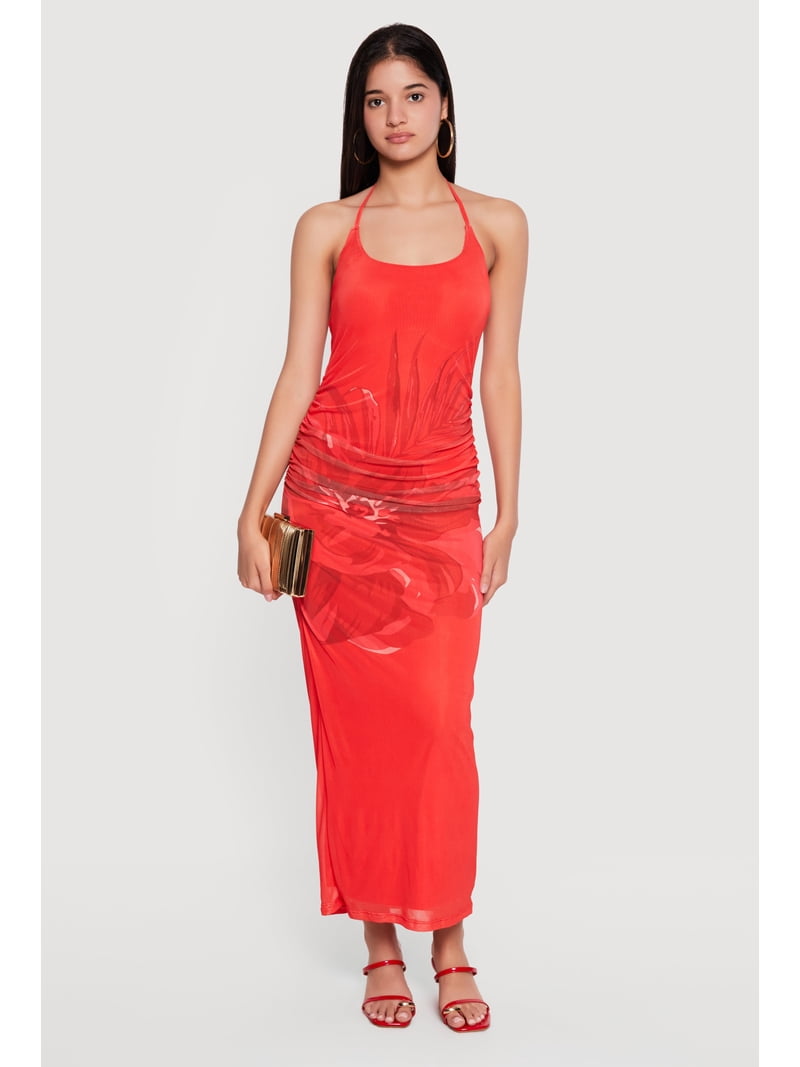 red dress with mesh overlay PinkBlush Red Lace Mesh Overlay Maxi Dress
