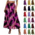 thumbnail image 1 of Women's Floral Print Midi Skirt Casual High Elastic Waist Vintage Long Boho Skirts for Women, 1 of 8