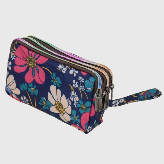 Women’s Floral Print Multi - Zip Nylon Wristlet Handbag - Style A