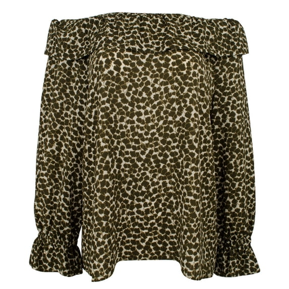 Women's Floral Print Off-The-Shoulder Ruffle Top-I-XS