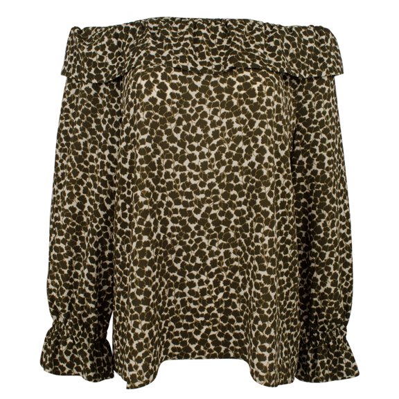 Women's Floral Print Off-The-Shoulder Ruffle Top-I-XS