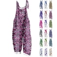 thumbnail image 1 of Women's Floral Print Overalls Jumpsuit Sleeveless Casual Romper with 2 Pockets Loose Fit Wide Leg Pants, S-5XL, 1 of 6