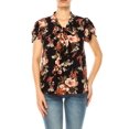 thumbnail image 1 of Women's Floral Print Overlapping Short Sleeve Top with Front Tie Collar, 1 of 5