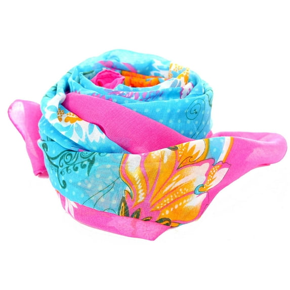 Women's Floral Print Polyester Scarf Pink/Blue Scarf Wrap 48 x 48 inches