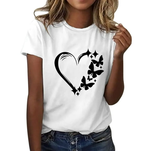 Women's Floral Print Round Neck T-Shirt, Casual Short Sleeve Summer Top with Embroidery Design, Loose Fit Comfortable Blouse for Beach Vacation, Date Nights and 2025 Seasonal Fashion Grey XL