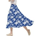 thumbnail image 1 of Women's Floral Print Ruffle Hem A Line Elastic High Waist Flare Flowy Midi Skirts, 1 of 5