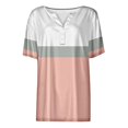 thumbnail image 1 of Women's Floral Print Short Sleeve Tops&nbsp;- Casual Button down T-Shirt - Fashion Blouse for Work & Daily Wear, Pink Women's Fashion Casual Floral Print Button down Short Sleeve Top T Shirt, 1 of 3