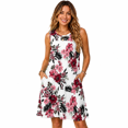thumbnail image 1 of Women's Floral Print Sleeveless Midi Dress Crew Neck A-Line Casual Swing Dress, 1 of 7