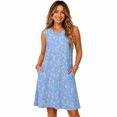 thumbnail image 1 of Women's Floral Print Sleeveless Midi Dress Crew Neck A-Line Casual Swing Dress, 1 of 7