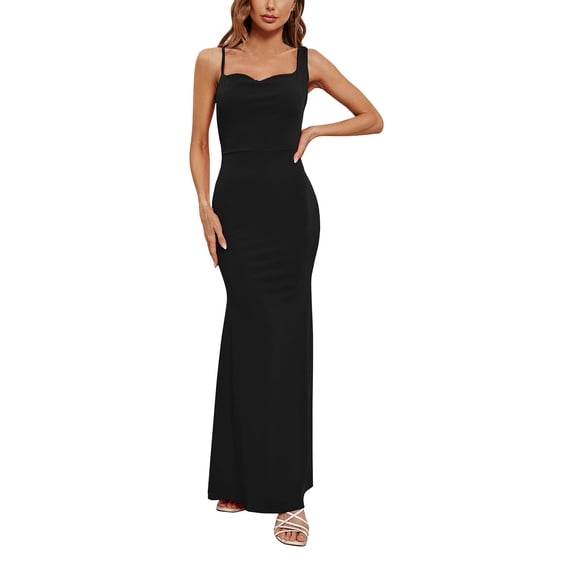 Women's Floral Print Spaghetti Strap Mermaid Maxi Dress Elegant Party Evening Dress