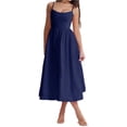 thumbnail image 1 of Women's Floral Print Spaghetti Strap Midi Dress Ruched Pocketed Zipper 95% polyester 5% elastane for Spring Summer, 1 of 21