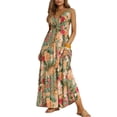 thumbnail image 1 of Women's Floral Print Surplice Spaghetti Strap Maxi Dress 100% Polyester Lightweight Flowing Summer Everyday Elegant, 1 of 9