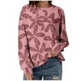 thumbnail image 1 of Women's Floral Print Sweatshirt 2025 Fall Long Sleeve Loose Crewneck Pullovers Stylish Workout Casual Tee Tops, 1 of 8