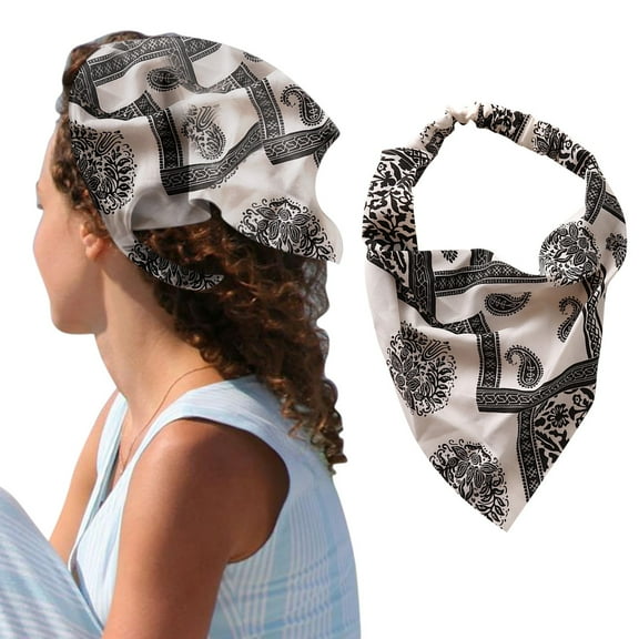 Women's Floral Print Triangle Head Scarf,Chiffon Bandana Hair Scarf with Ties,Lightweight Retro Head Kerchief for Daily Wear Travel Party Running A One Size